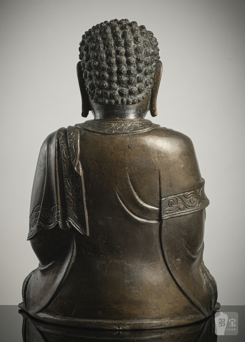 A BRONZE FIGURE OF BUDDHA SHAKYAMUNI - 图3